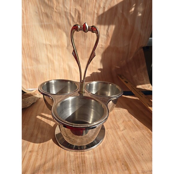 Kromex Lazy Susan Rotating Party Platter METAL Dish Bowl Serving Tray Relish Box - Picture 2 of 10